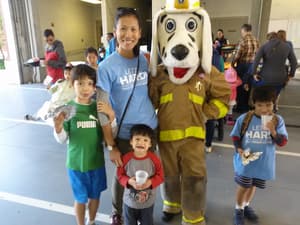 The Hardis with Sparky the Fire Dog